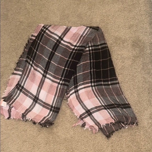 Plaid Pink and Black Scarf - Picture 1 of 2